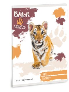   Bátor Mancsok tűzött füzet A/5, 32 lap vonalas (21-32), tigris