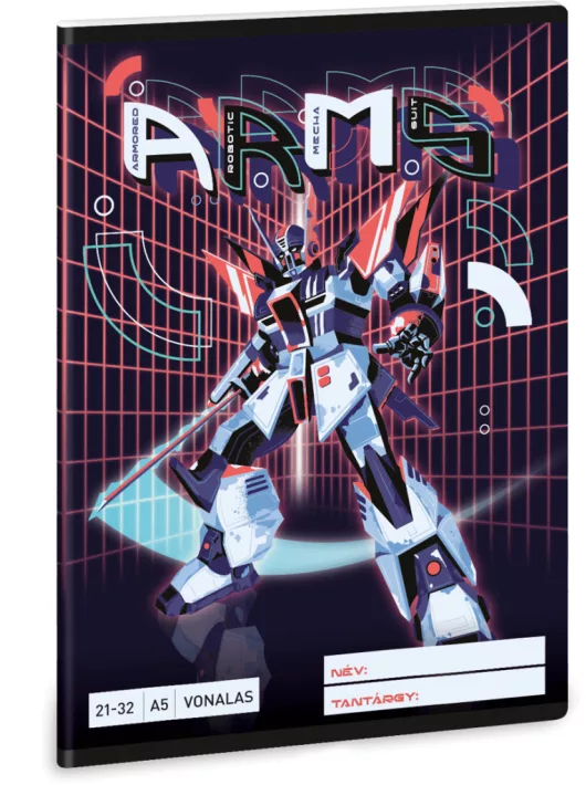 A.R.M.S. robotos tűzött füzet A/5, 32 lap vonalas (21-32), Ars Una
