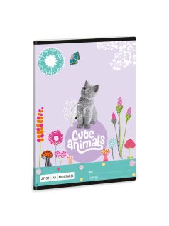  Cuki állatok tűzött füzet A/5, 32 lap kockás, kitten, cicás