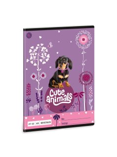   Cuki állatok tűzött füzet A/5, 32 lap kockás, puppy, kutyás