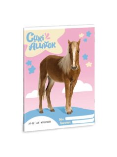   Cuki állatok tűzött füzet A/5, 32 lap kockás, palomino póni