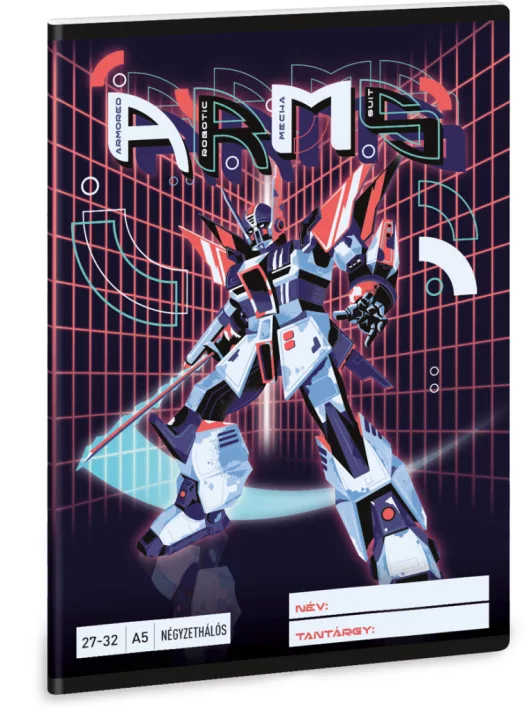 A.R.M.S. robotos tűzött füzet A/5, 32 lap kockás, Ars Una