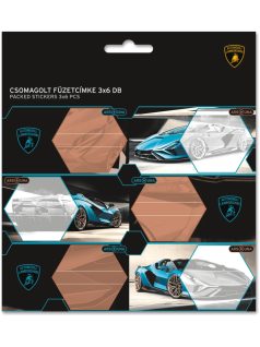 Lamborghini, autós füzetcímke 18 db, fekete-kék