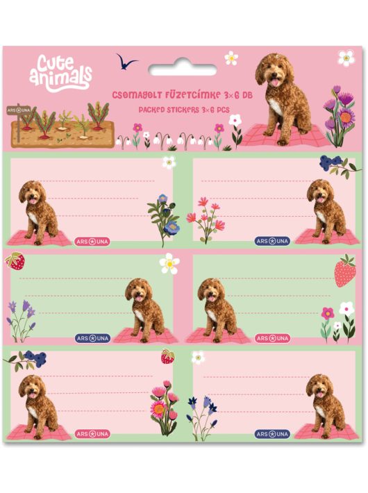 Doggie, kutyás füzetcímke 18 db, Cute Animals