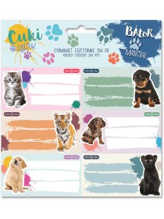   Cuki állatok füzetcímke 18 db, (kutya, cucam tigris, stb.), 2025