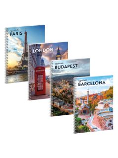 Cityscape spirál füzet A/4, vonalas, 60 lapos, többféle