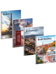Cityscape spirál füzet A/4, kockás, 60 lapos, többféle