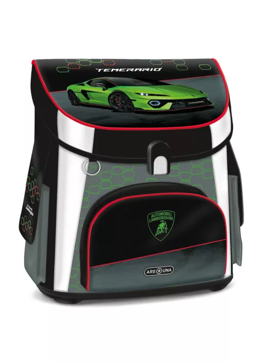 Lamborghini kompakt mágneszáras iskolatáska 41x33x25cm, Ars Una, zöld színű