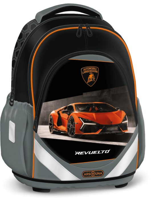 Lamborghini, autós anatómiai iskolatáska, hátizsák, 42x33x22cm, Ars Una, fekete-narancs