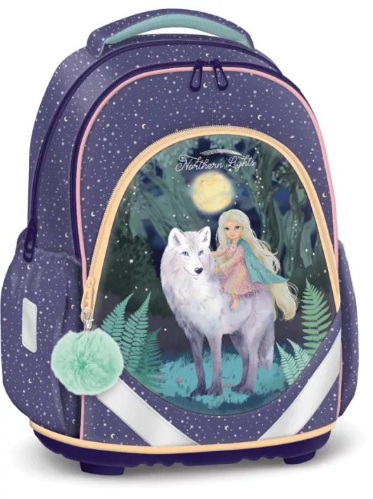 Northern Lights anatómiai iskolatáska, hátizsák, 43x33x22cm, Ars Una, farkas kislánnyal