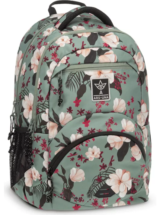 Ars Una ergonómikus hátizsák, iskolatáska, 45x33x23cm, 27l, Flowery Green