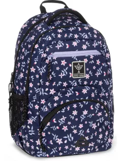   Ars Una ergonómikus hátizsák, iskolatáska, 45x33x23cm, 27l, Navy Bloom, sötétkék, virágos