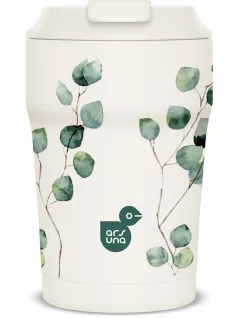   Thermo bögre, duplafalú, 350ml, Ars Una, Botanic Leaf, fehér, növénymintás
