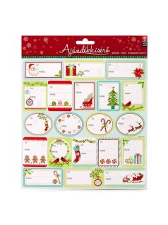   Karácsonyi matricás ajándékkísérő, 20 db/ív, kék díszes