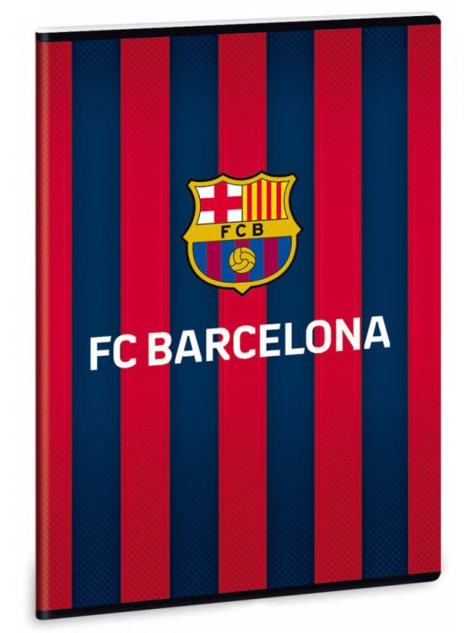 FC Barcelona tűzött füzet A/4, 40 lapos kockás, 1db, FCB logó csíkos háttérrel