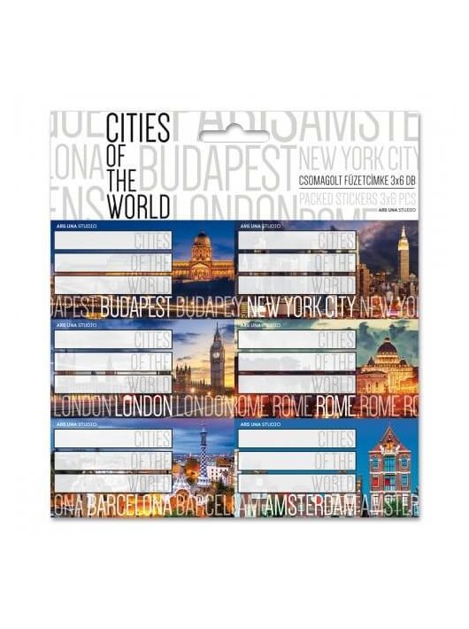 Világ városai Cities of the World füzetcímke 18 db