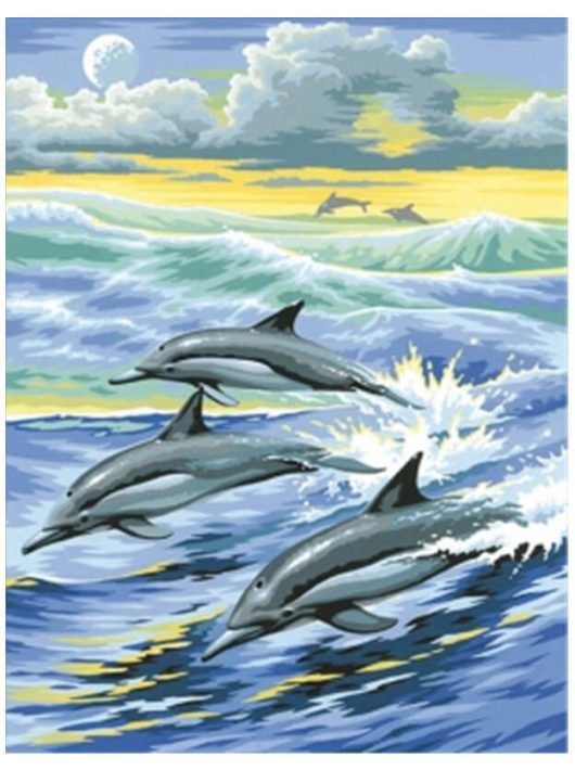 Gyémántfestés szett, delfinek, 30x40cm