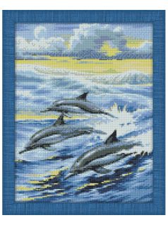 Gyémántfestés szett, delfinek, 30x40cm