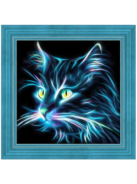 Gyémántfestés szett, neon macska, 25x25cm