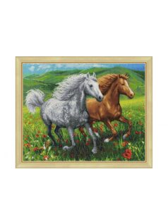 Gyémántfestés szett, lovak a réten, 50x40cm