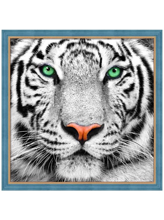 Gyémántfestés szett, fehér tigris, 25x25cm