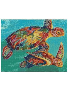 Gyémántfestés szett, teknősbékák, 48x38cm