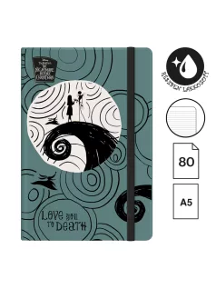   Tim Burton jegyzetfüzet, notesz A/5, keményfedeles, 80 lapos, 80g, vonalas, szürkéskék, Colorino School