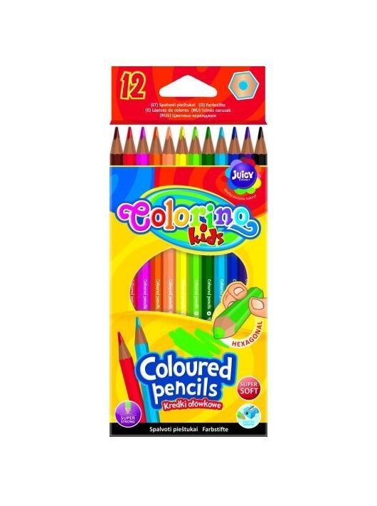 Színes ceruzakészlet 12 db-os, Colorino hexagonal, hatszög test