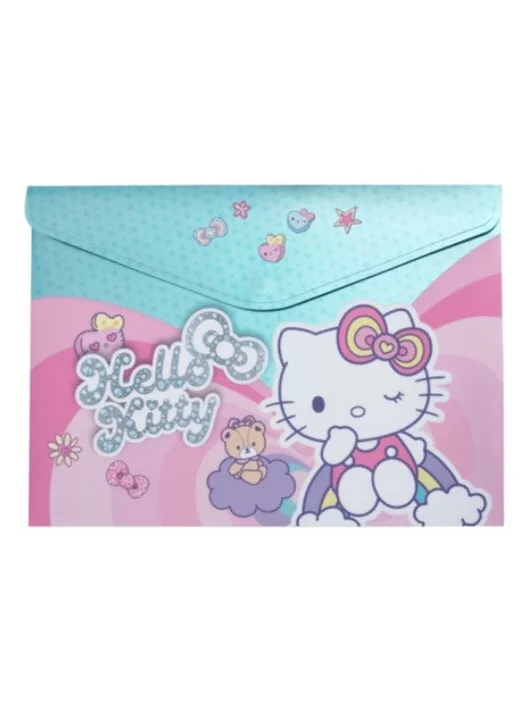 Irattartó tasak A/4, patentos, műanyag, CoolPack, Hello Kitty Pink