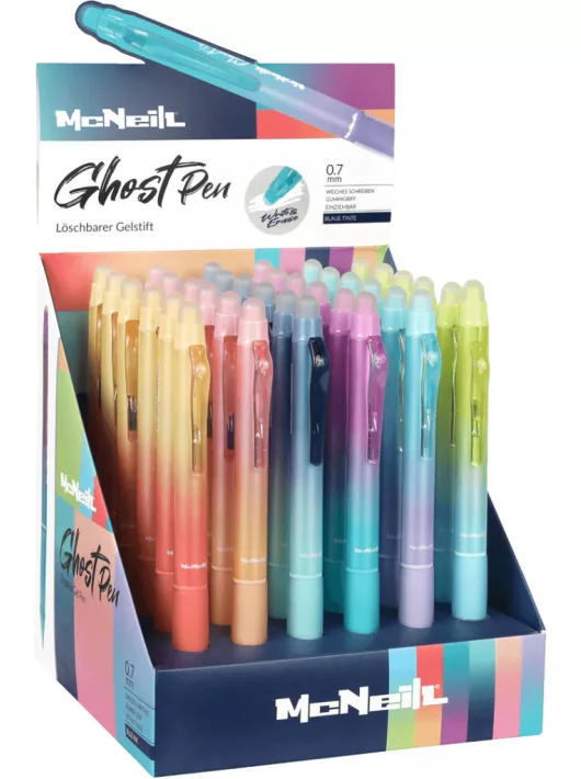 Radírozható golyóstoll, nyomógombos, színátmenetes test, Ghost Pen, Colorino School, többféle
