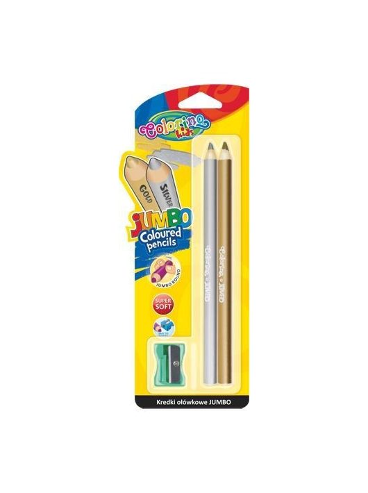 Arany + ezüst színes ceruzakészlet + hegyező, Colorino, kerek