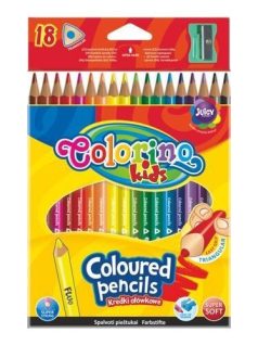   Színes ceruzakészlet 18 db-os, (1 db fluo), hegyezővel, Colorino trio, háromszög test