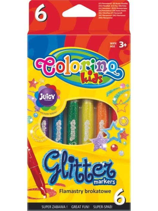 Filctoll készlet 6 db-os, csillogó, Colorino Glitter