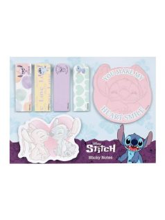   Stitch jegyzettömb-, jelölőcímke készlet, 6 db-os, asztali tartóval, You make my heart smile