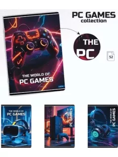 Lastva tűzött füzet A/4, kockás, 52 lapos, PC Games