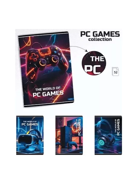Lastva tűzött füzet A/4, kockás, 52 lapos, PC Games