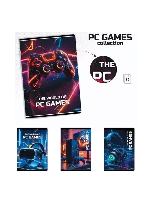 Lastva tűzött füzet A/4, vonalas, 52 lapos, PC Games