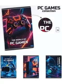 Lastva tűzött füzet A/5, kockás, 52 lapos, PC Games