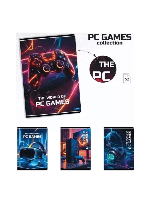 Lastva tűzött füzet A/5, kockás, 52 lapos, PC Games