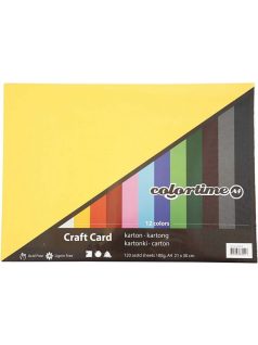 Színes karton, A/4, 180g, 12 szín, 120 lap/cs