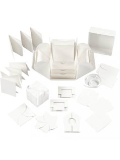   Meglepetés ajándékdoboz (explosion box), 7x7x7 cm + 12x12x12 cm, fehér