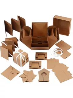   Meglepetés ajándékdoboz (explosion box), 7x7x7 cm + 12x12x12 cm, barna