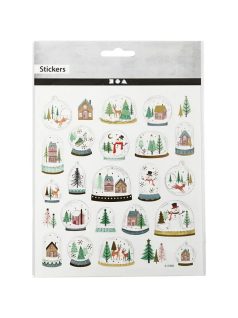 Karácsonyi matrica, hógömbök, 15x17cm