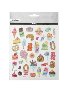 Matrica, édességek, csillogó, 15x17cm