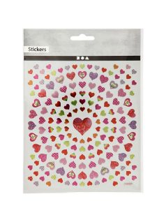 Matrica, szívek kör alakban, 15x17cm