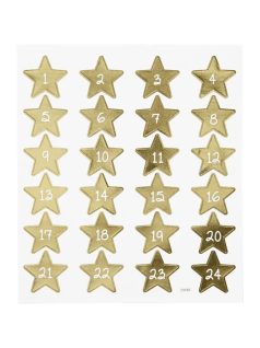   Karácsonyi matrica, adventi naptár, számok 1-24-ig, csillag alakú, 15x17cm