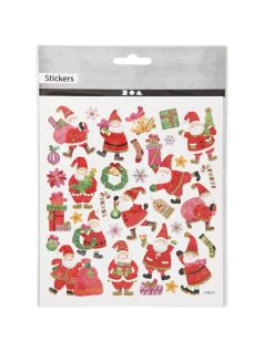 Karácsonyi matrica, télapó ajándékokkal, 15x17cm