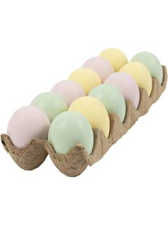 Tojások, műanyag, 12 db/szett, 6 cm-es, pasztell színek