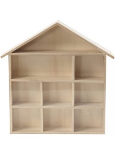 Fa polc, házikó formájú, dekorálható, 26x25x3,5cm