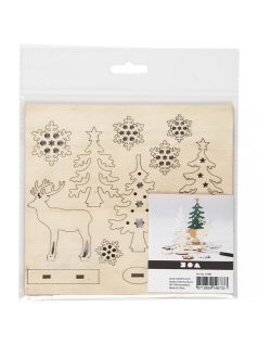   Karácsonyi fa dekoráció készítő kreatív szett, 15x17cm, erdő rénszarvassal